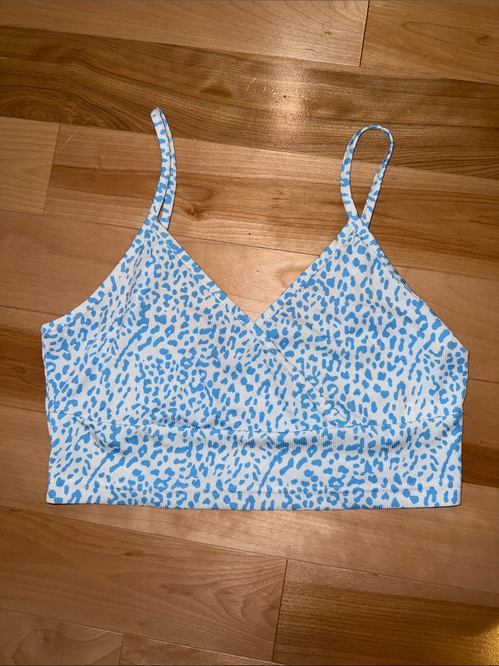 Blue Leopard Print V-Neck Cami Top S Like New never worn